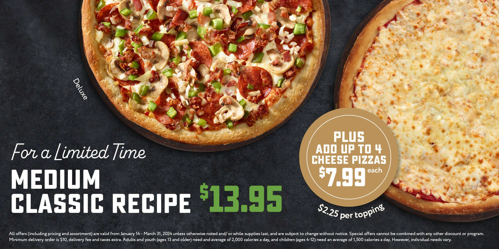 Medium Recipe Pizza $13.95