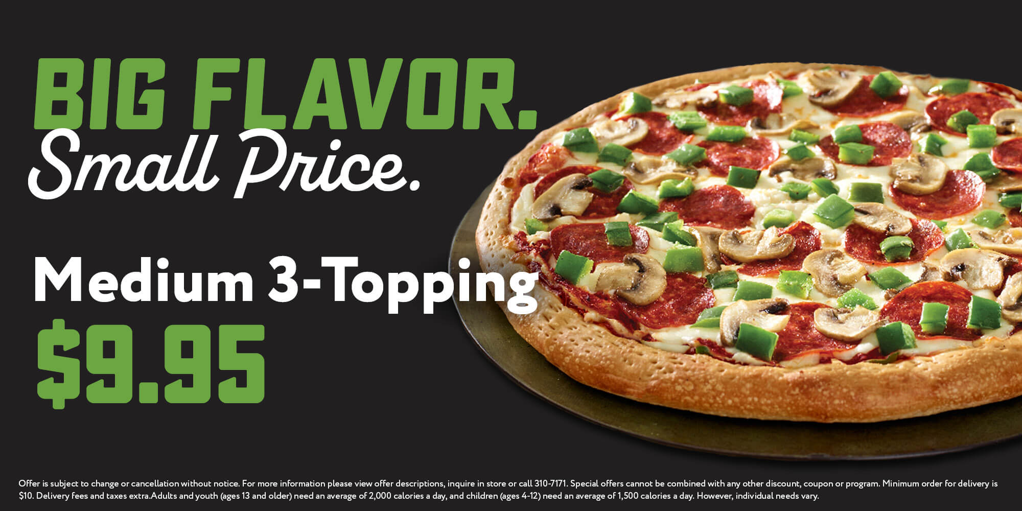 Medium 3-Topping $9.95