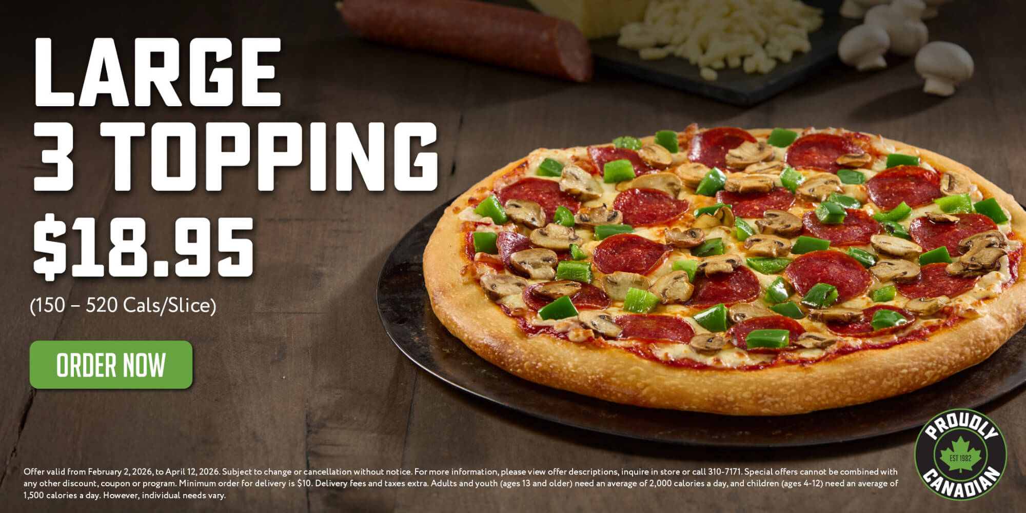 Large 3 topping $18.95